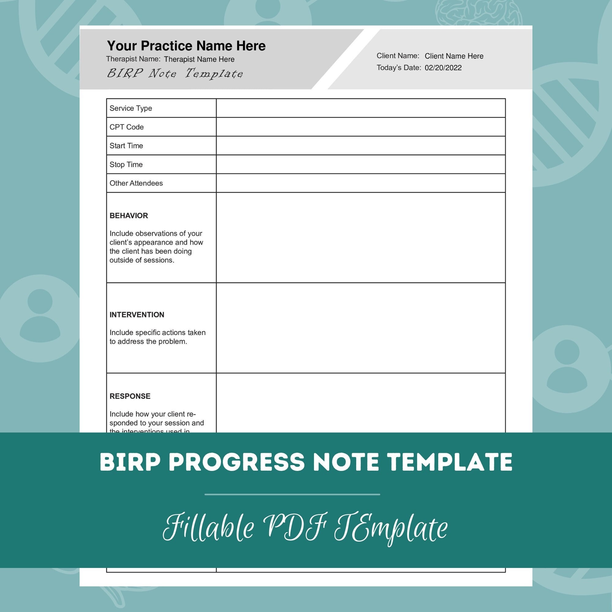 BIRP Progress Note Template Short and Long Editable / Fillable PDF BIRP Progress Note Template Short and Long Editable / Fillable PDF