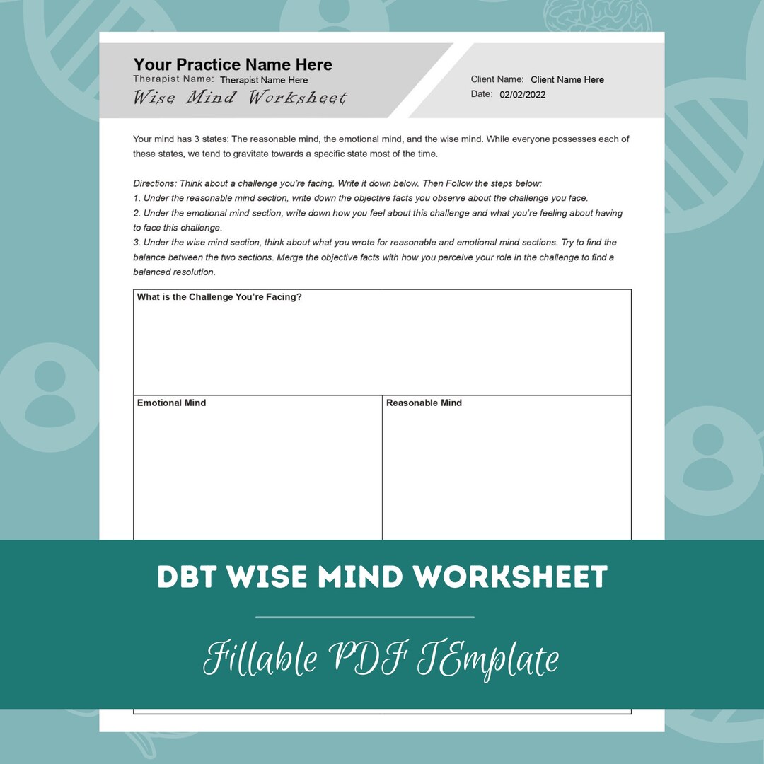 Explorer Mindset Worksheet.pdf DBT Wise Mind Worksheet | Editable / Fillable PDF Template | for ...