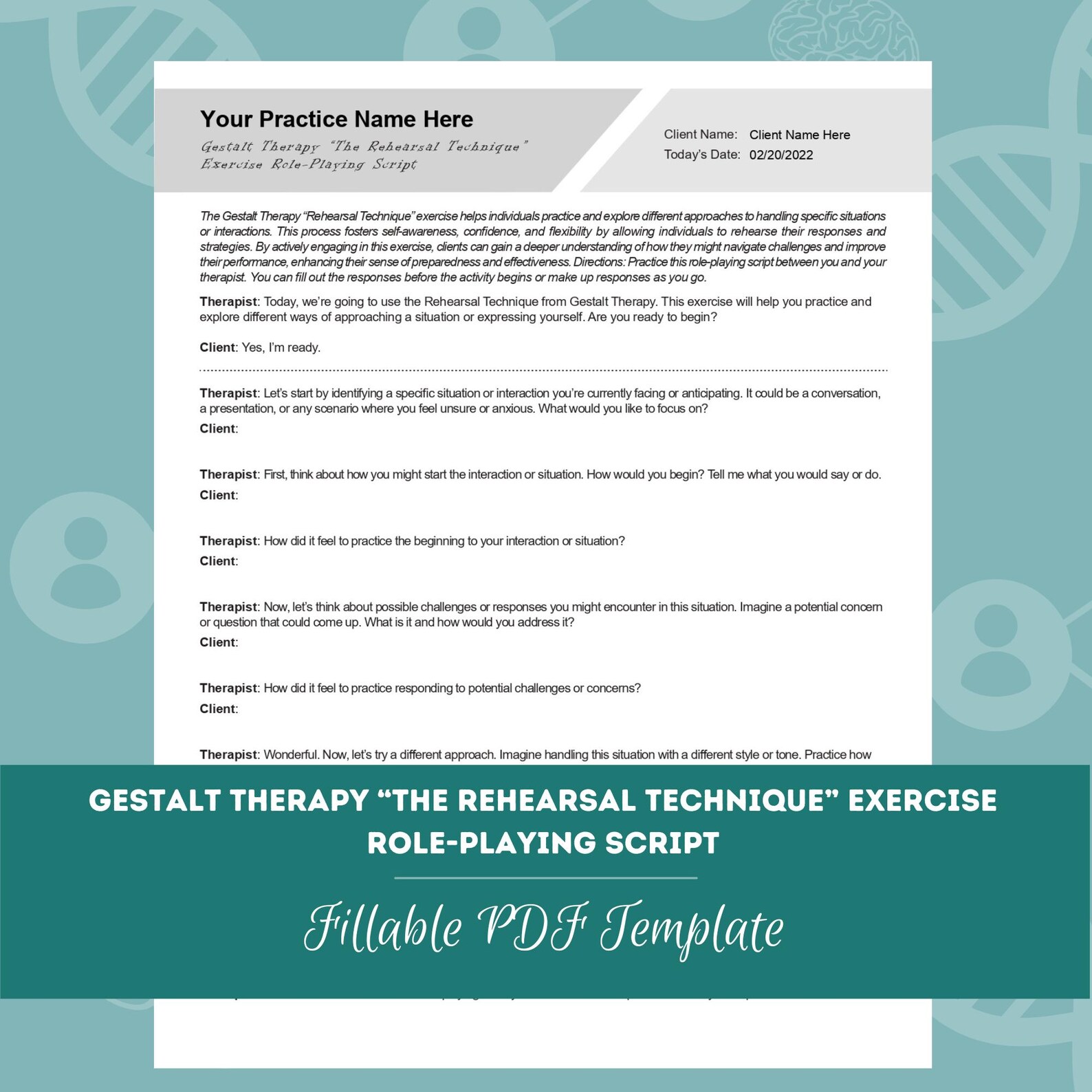 Gestalt Therapy “the Rehearsal Technique” Exercise Role-playing Script ...