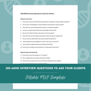 100 ADHD Interview Questions to Ask Clients (PDF Templates Bundle) | Journal Prompts, Counseling Prompts, Discussion Questions