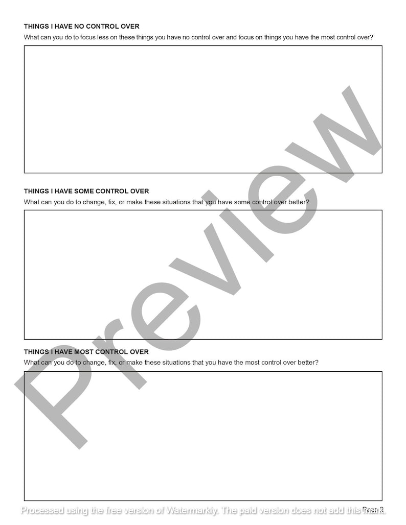Basic Most Control Move Pdf Circle of Control Worksheet | Editable / Fillable PDF Template | for ...