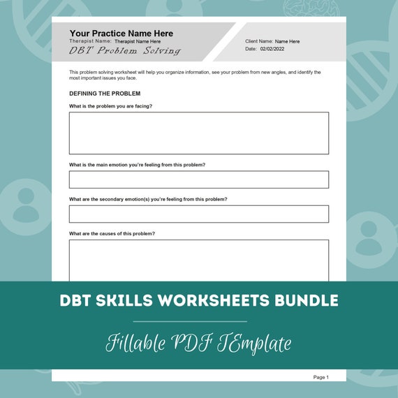 DBT Skills Worksheets Bundle Editable / Fillable PDF - Etsy