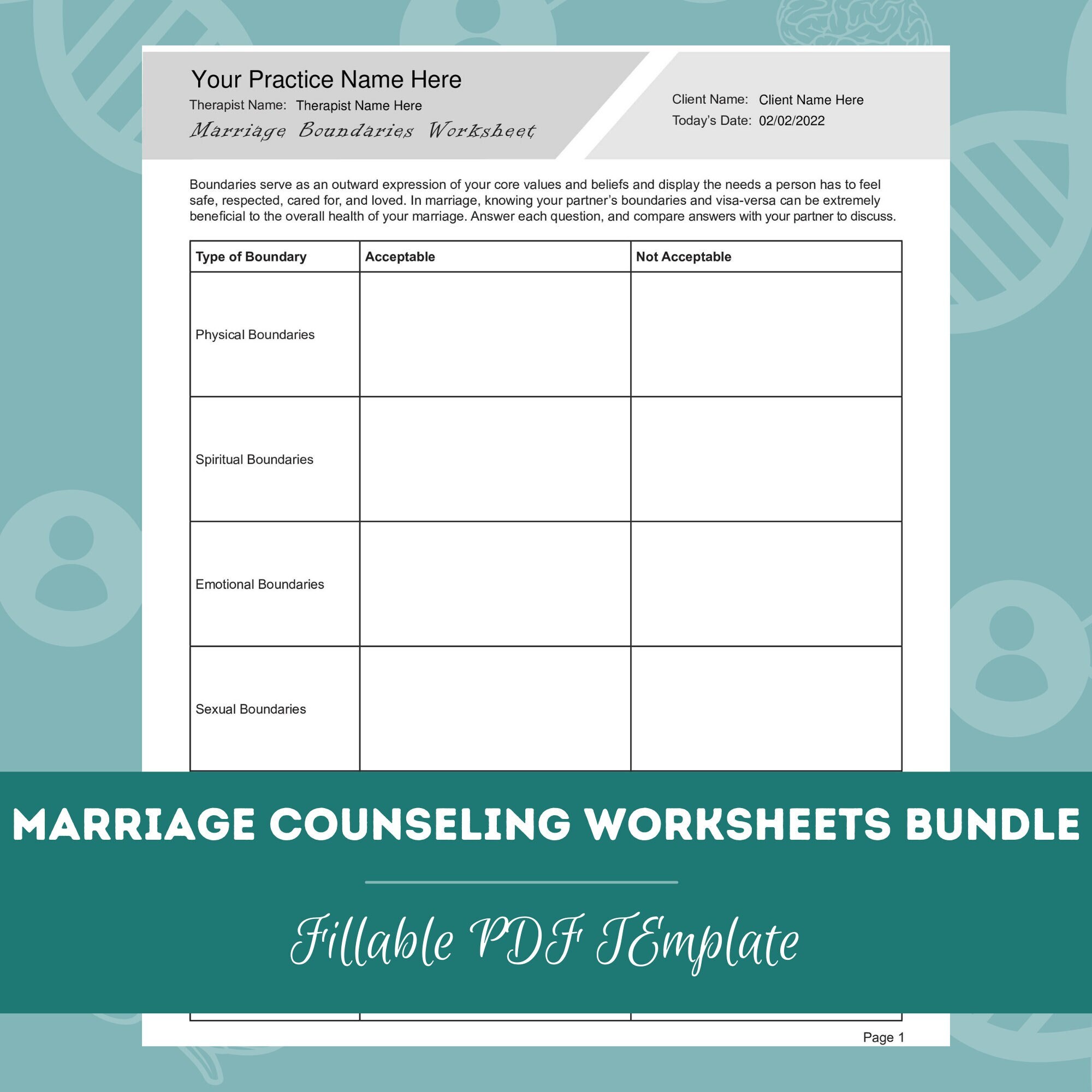 Buy Marriage Counseling Worksheets Bundle Editable / Fillable Online in  India - Etsy