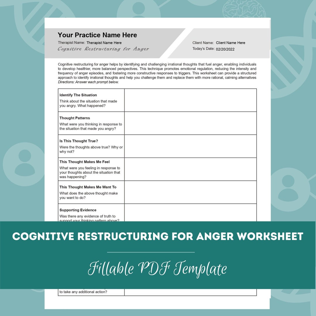 Cognitive Restructuring for Anger Worksheet | Editable / Printable ...