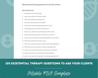 100 Existential Therapy Questions to Ask Clients (PDF Templates Bundle) | Journal Prompts, Counseling Prompts, Discussion Questions