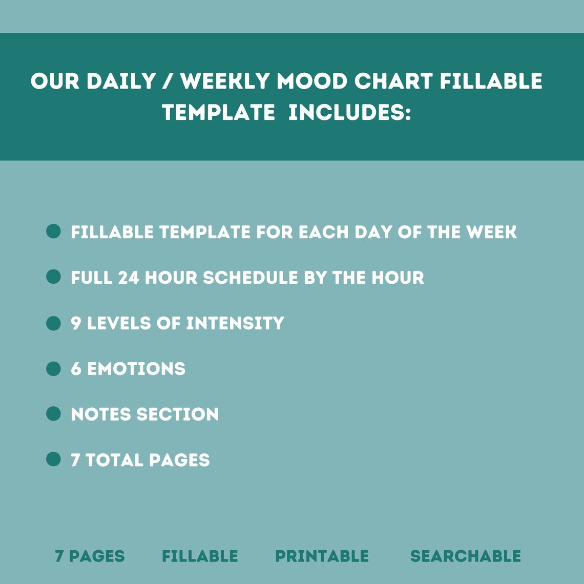 Daily / Weekly Mood Chart PDF for Counselors Psychologists Etsy