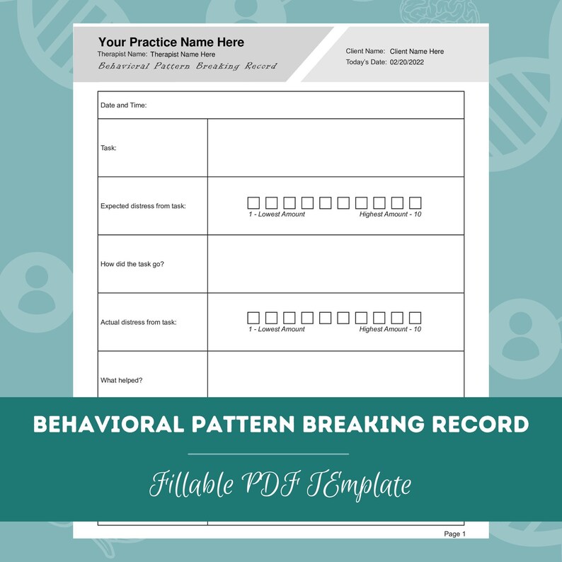 Breaking Patterns.pdf Behavioral Pattern Breaking Record | Editable / Fillable PDF Template ...