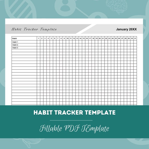 Habit Tracker Template Editable / Fillable PDF Template Etsy
