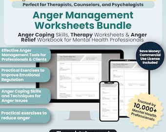 Anger Management Worksheets Bundle, 19 Fillable/Printable PDF Templates, Anger Coping Skill, Anger Therapy Worksheets, Anger Relief Workbook