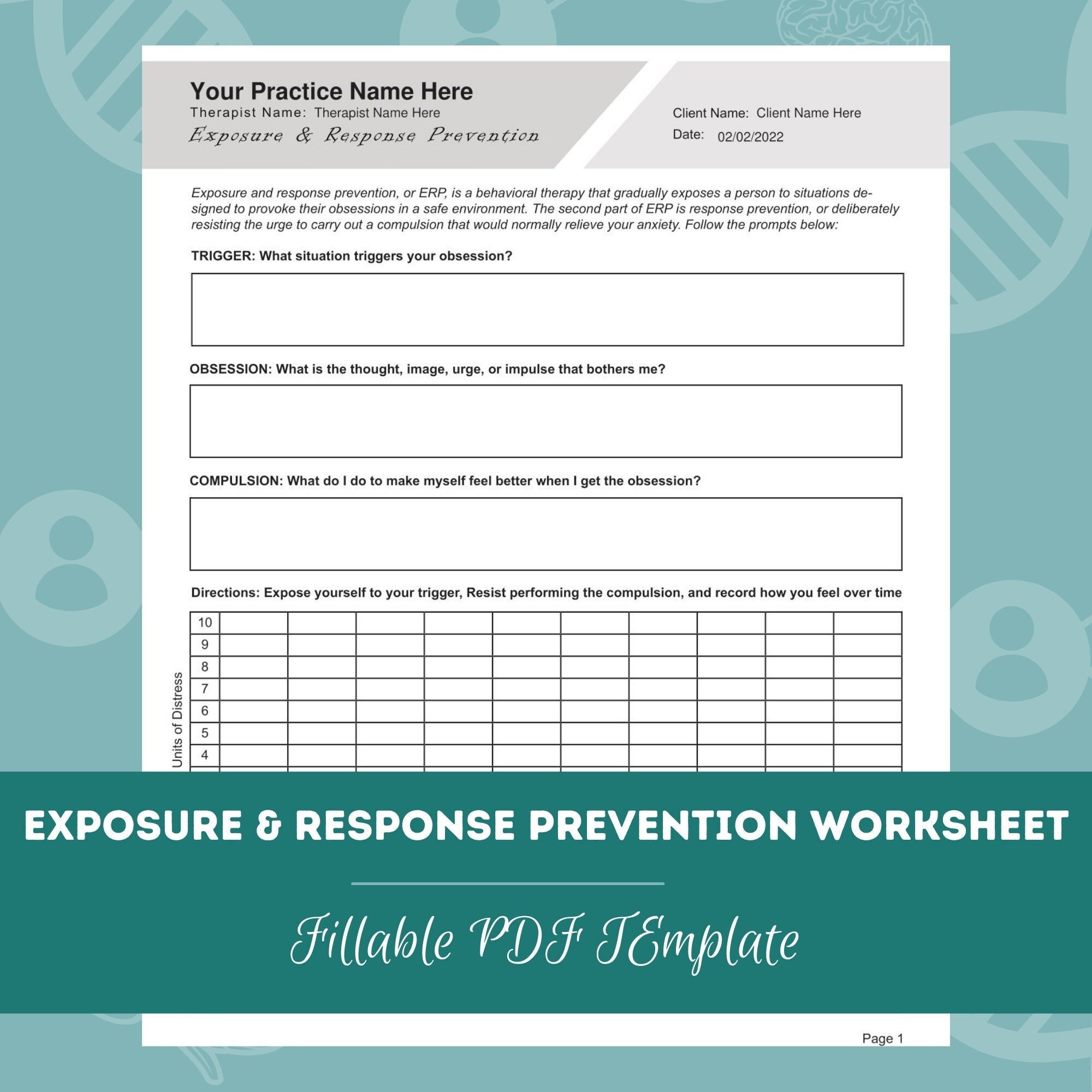 Exposure & Response Prevention Worksheet Editable / Fillable - Etsy