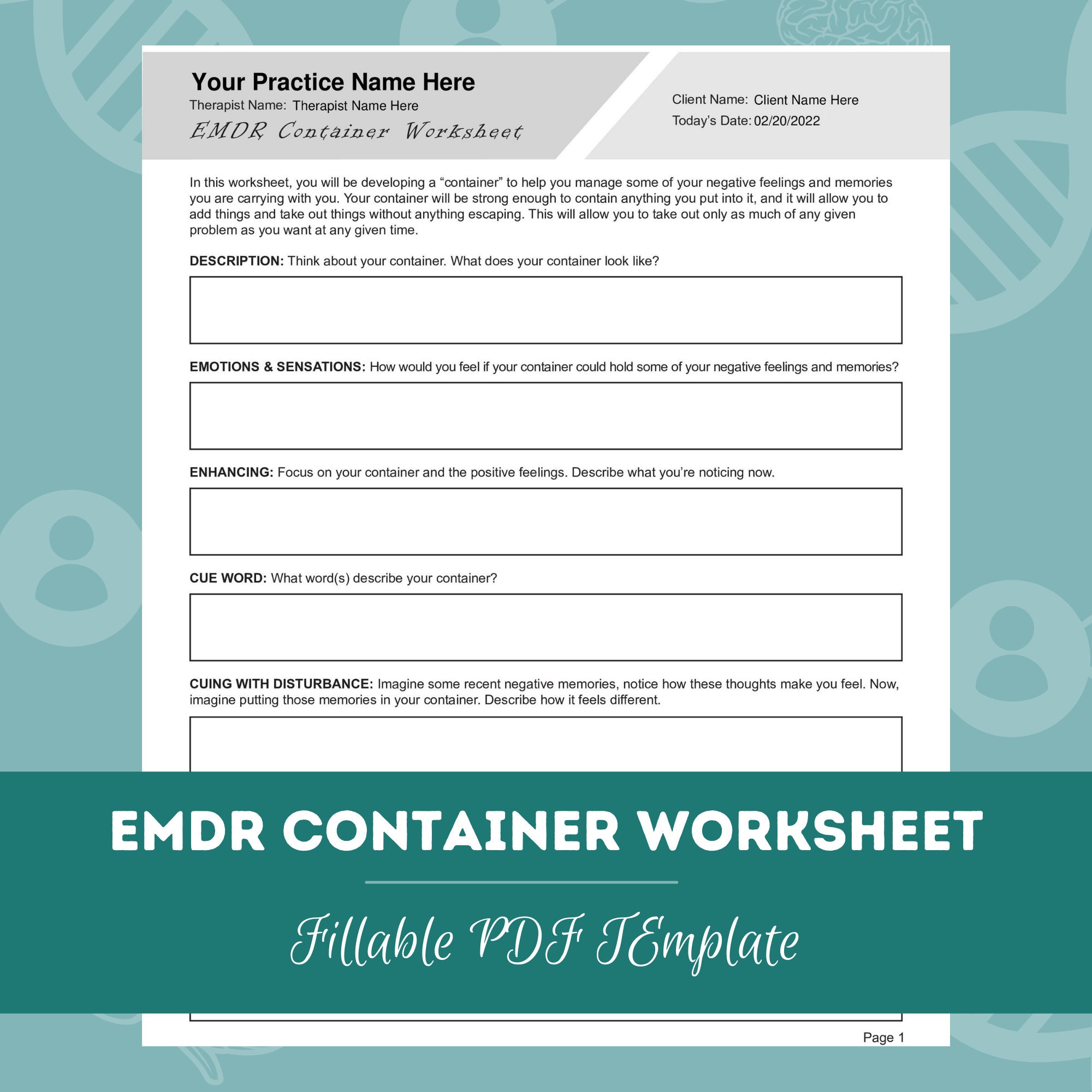 EMDR Worksheet Bundle, 25 Fillable, Printable Pdfs, Eye Movement ...