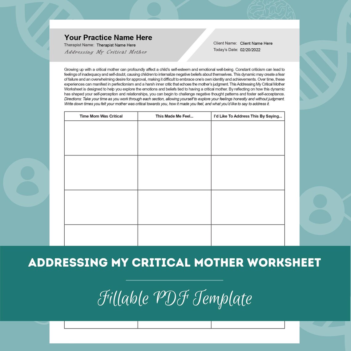 Addressing Framework Worksheet.pdf Addressing My Critical Mother Inner Child Worksheet (fillable ...