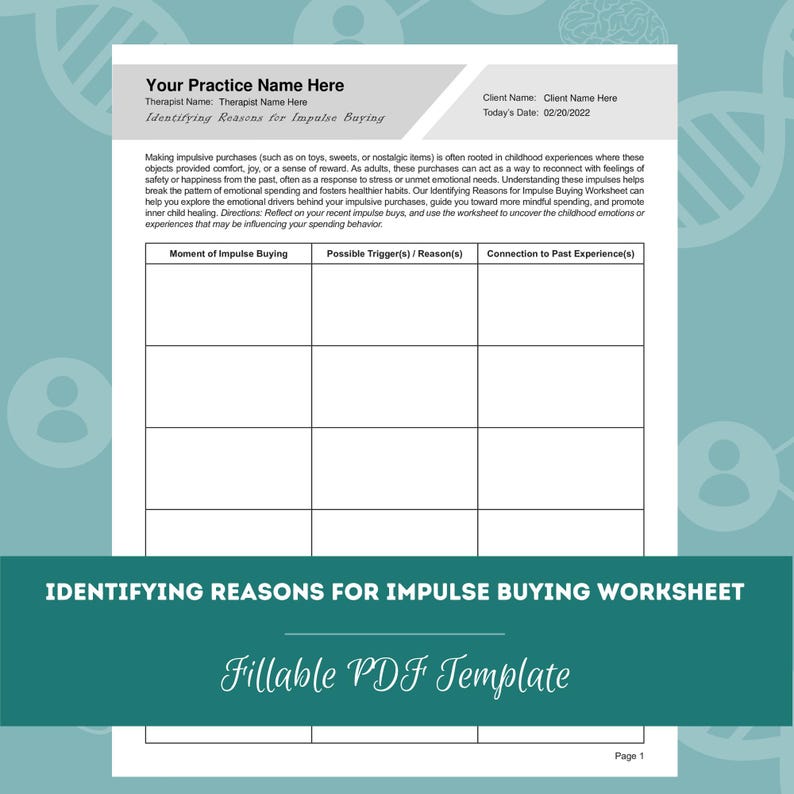 Identifying Reasons for Impulse Buying Inner Child Worksheet (fillable ...