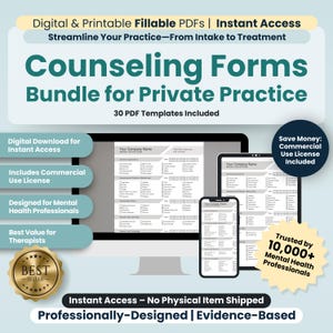 Counseling Practice Forms Bundle for Private Practice | 30 Fillable / Printable PDF Templates | Therapy Forms, Psych Forms, Therapist Forms