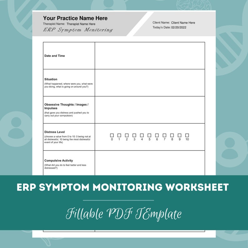 ERP Symptom Monitoring Worksheet | Editable / Fillable PDF Template ...