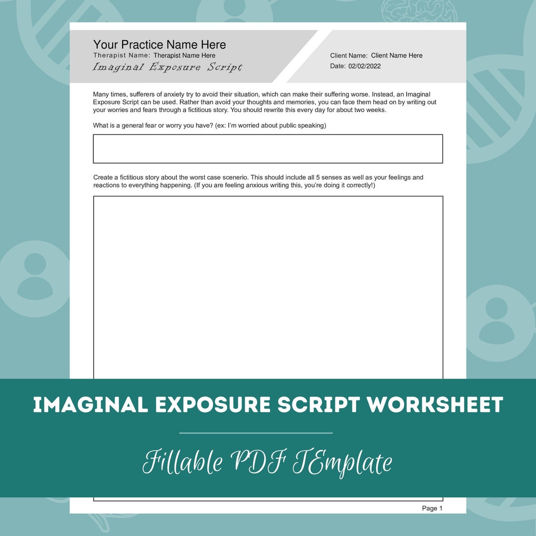 Imaginal Exposure Script Worksheet Editable / Fillable PDF Template for ...
