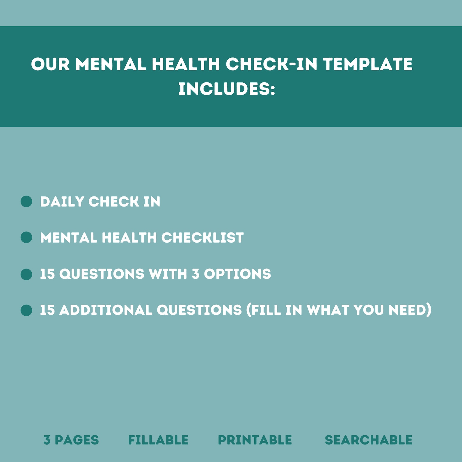 Mental Health Checkin Template Editable / Fillable PDF for Counselors