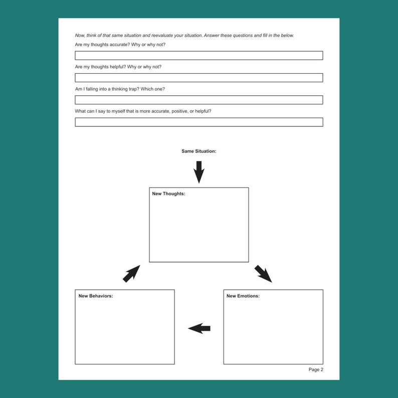 CBT: Cognitive Triangle Worksheet | Editable / Fillable PDF | for ...