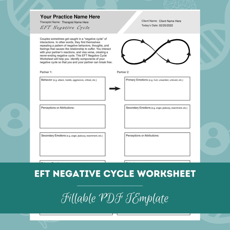 EFT Negative Cycle Worksheet Editable / Fillable PDF Template For Counselors, Psychologists, Social Workers, Therapists image 1