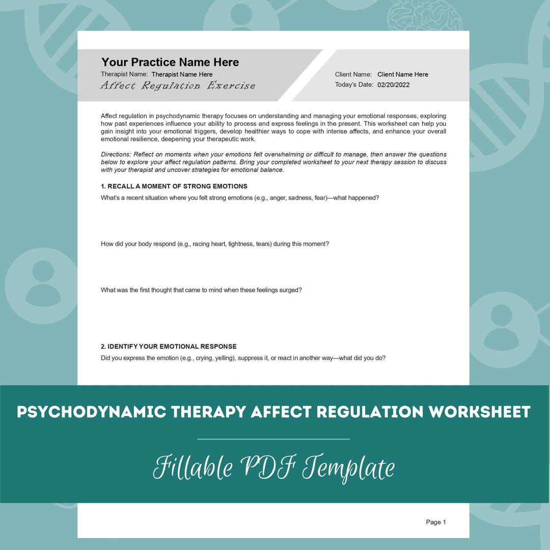 Psychodynamic Therapy Affect Regulation Worksheet | Fillable PDF | for ...