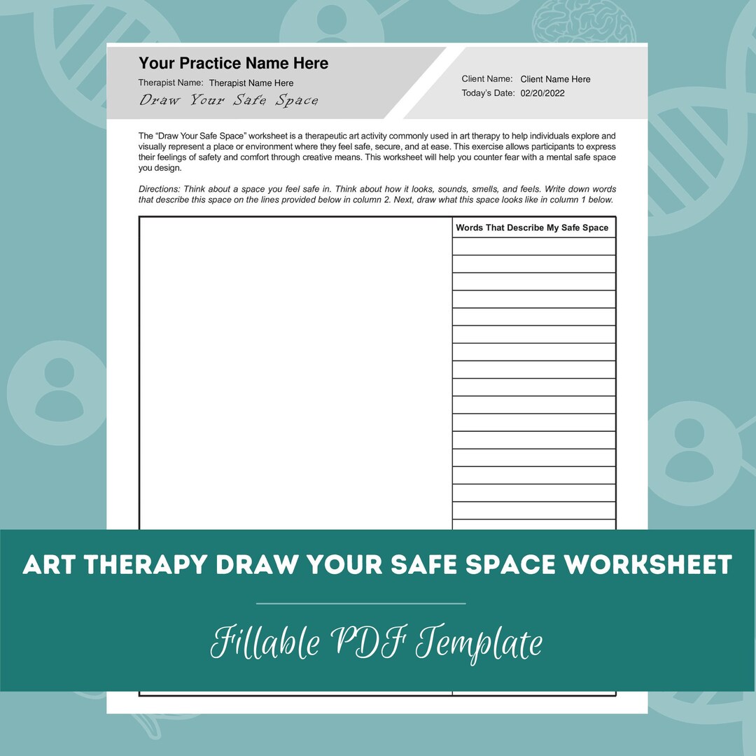 Art Therapy Draw Your Safe Space Worksheet | Editable / Fillable PDF ...