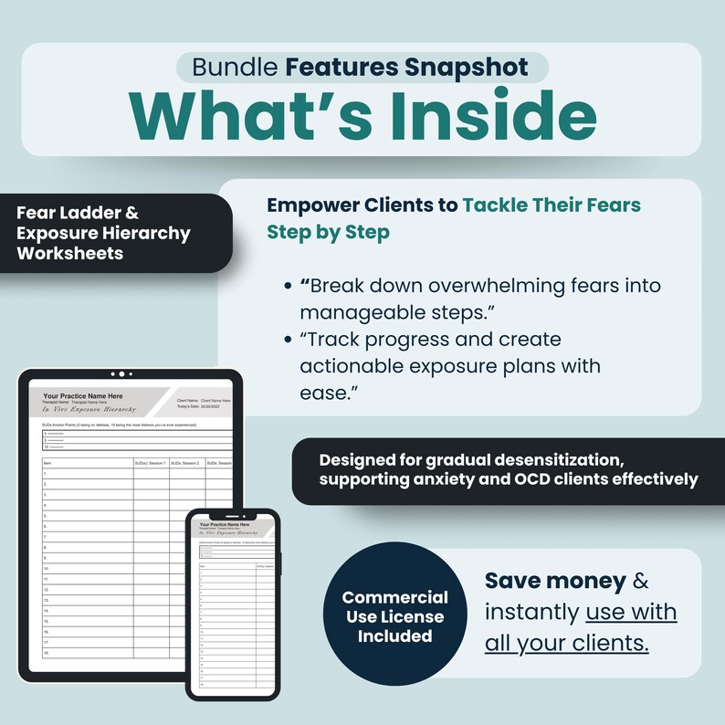 ERP Worksheets Bundle, 18 Fillable/printable PDF Templates, Exposure ...