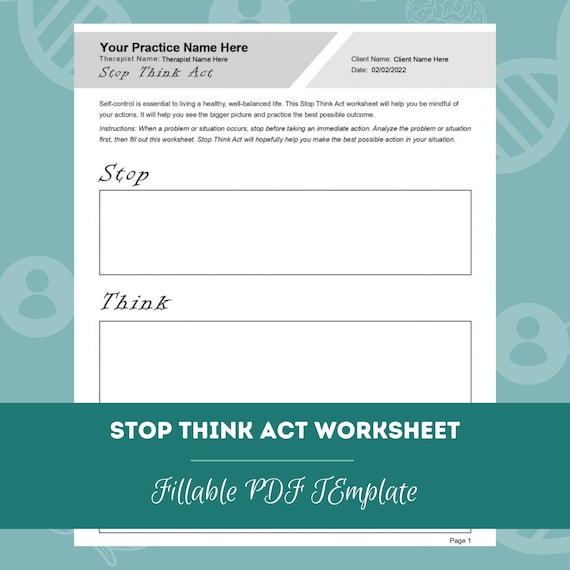 Stop Think Act Worksheet Editable / Fillable PDF Template - Etsy stop-think-act-worksheet-editable-fillable-pdf-template-etsy