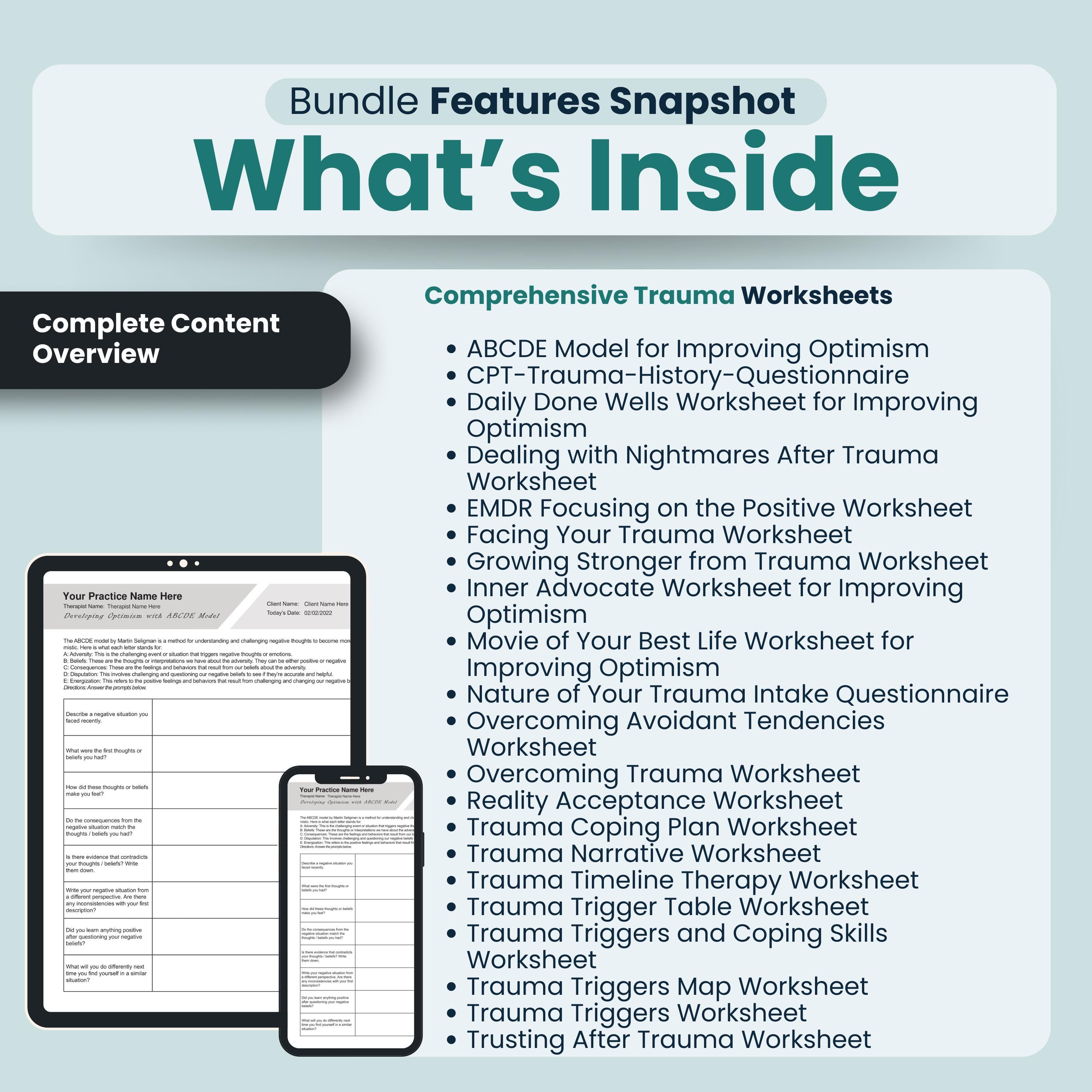 Trauma Worksheets Bundle | 21 Fillable/printable PDF Templates, Anxiety ...