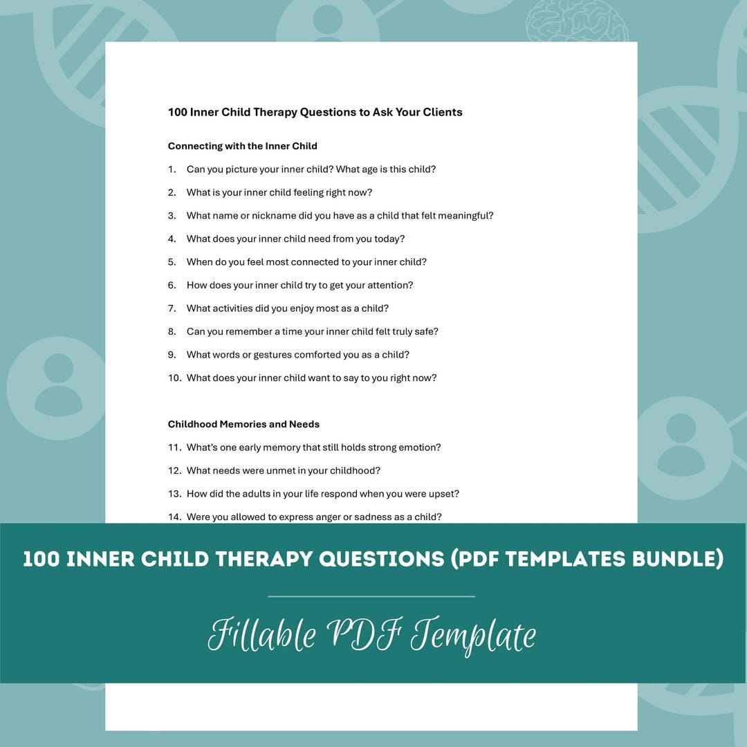 Inner Child Questions 100 Inner Child Therapy Questions to Ask Clients (PDF Templates Bundle ...