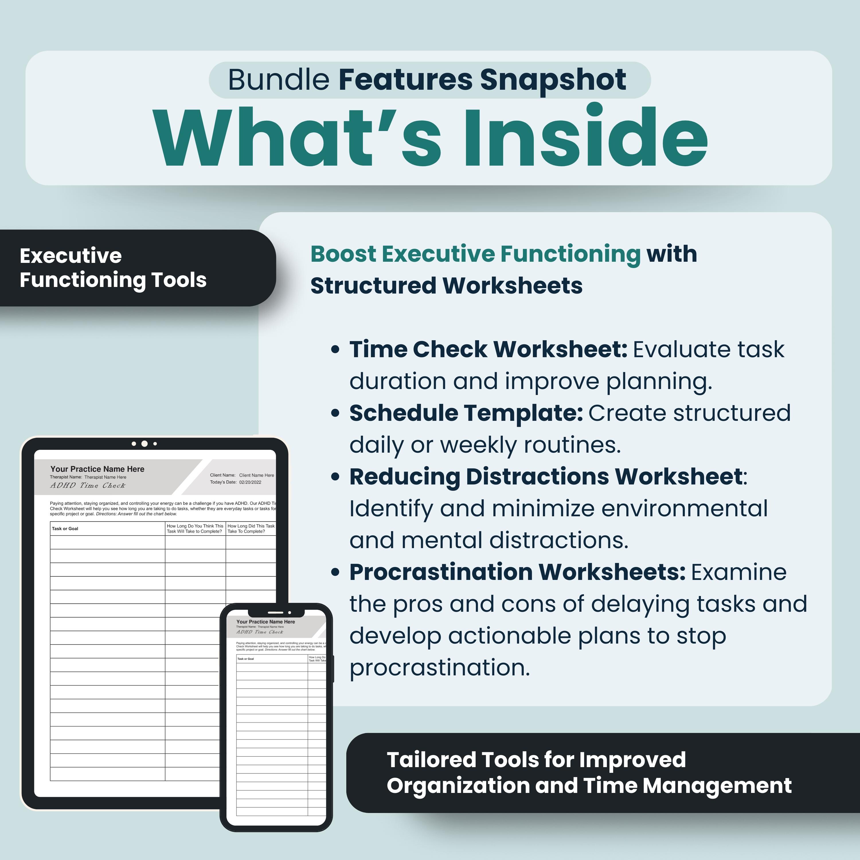 ADHD Worksheets Bundle, 20 Fillable/printable Templates, ADHD Executive ...