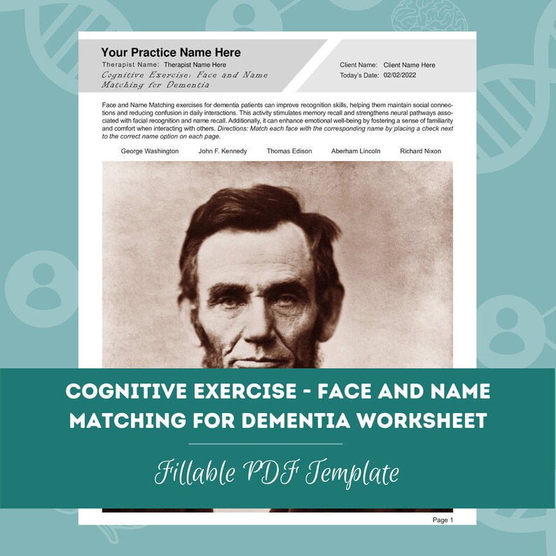 Dementia Worksheets Bundle | Fillable PDF | for Counselors