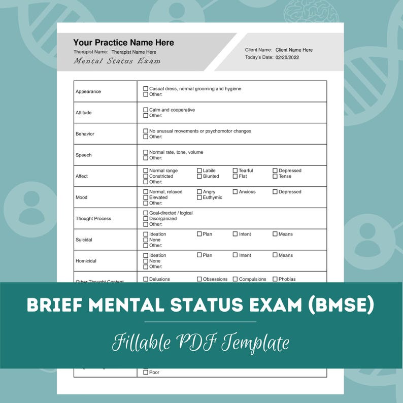 Brief Mental Status Exam (BMSE) / Mini Mental Status Exam (MMSE ...