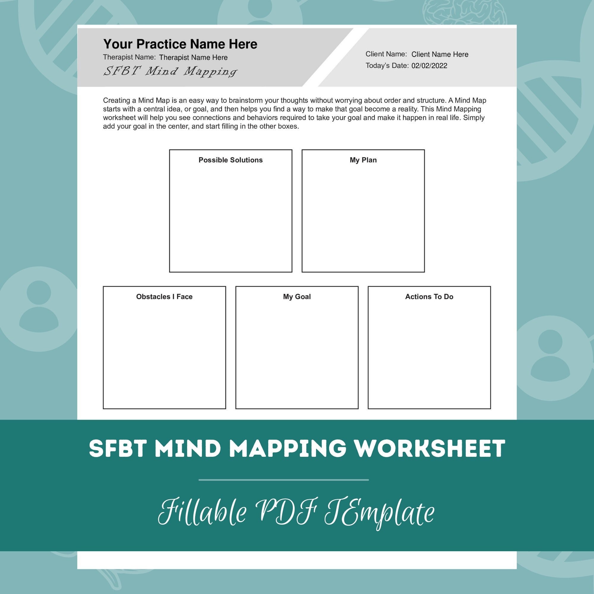 SFBT Mind Mapping Worksheet | Editable / Fillable PDF Template | for ...