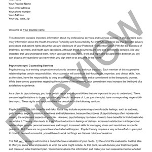 Informed Consent Form for Counseling | Editable / Fillable PDF Template ...