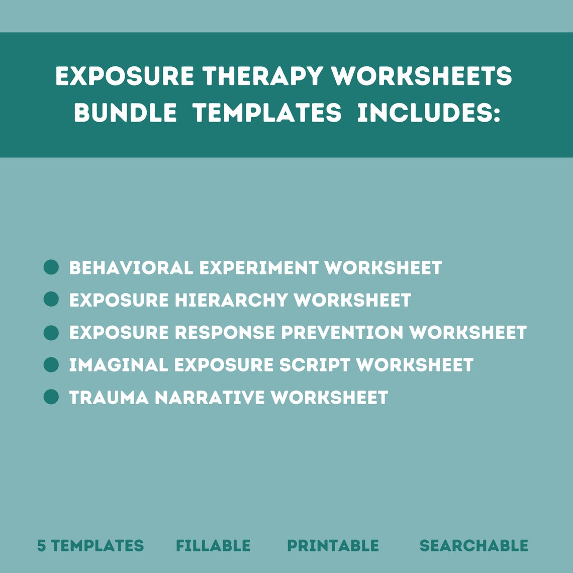Exposure Therapy Worksheets Bundle Editable / Fillable / Printable PDF