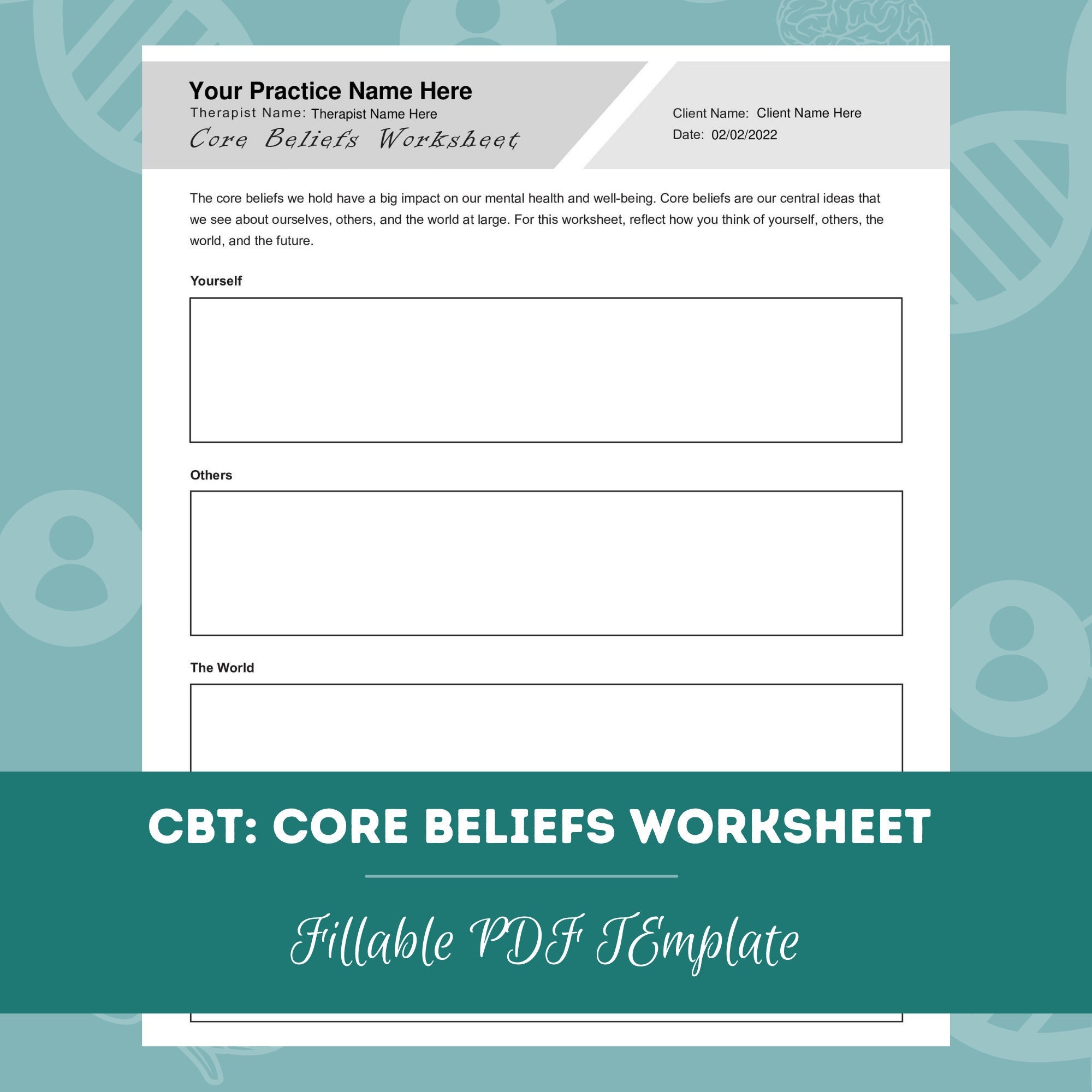 CBT: Core Beliefs Worksheet Editable / Fillable PDF for - Etsy CBT: Core Beliefs Worksheet Editable / Fillable PDF for - Etsy
