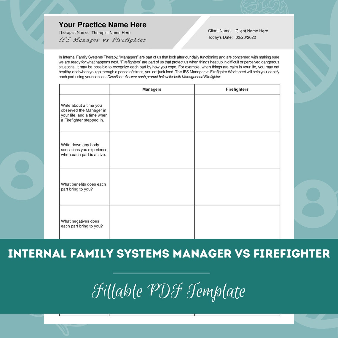 Internal Family Systems Worksheets Bundle 13 Editable / Fillable PDF ...