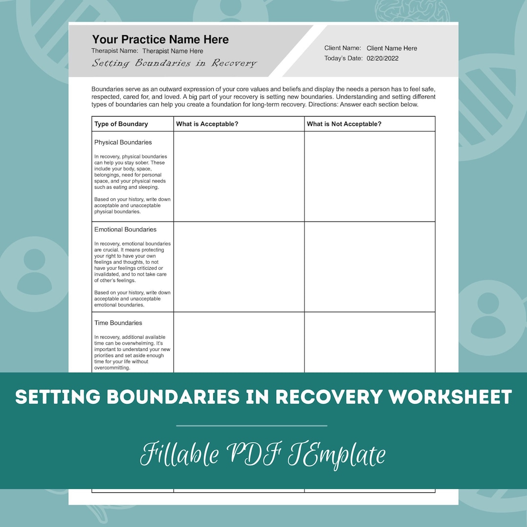 Setting Boundaries in Recovery Worksheet Editable / Fillable Setting Boundaries in Recovery Worksheet Editable / Fillable