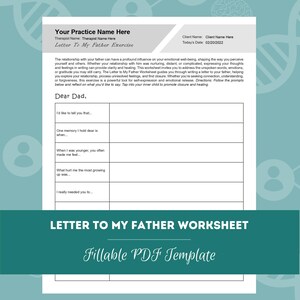 Hoja de trabajo para el niño interior: Carta a mi padre (PDF para rellenar e imprimir) / Para consejeros, psicólogos y terapeutas