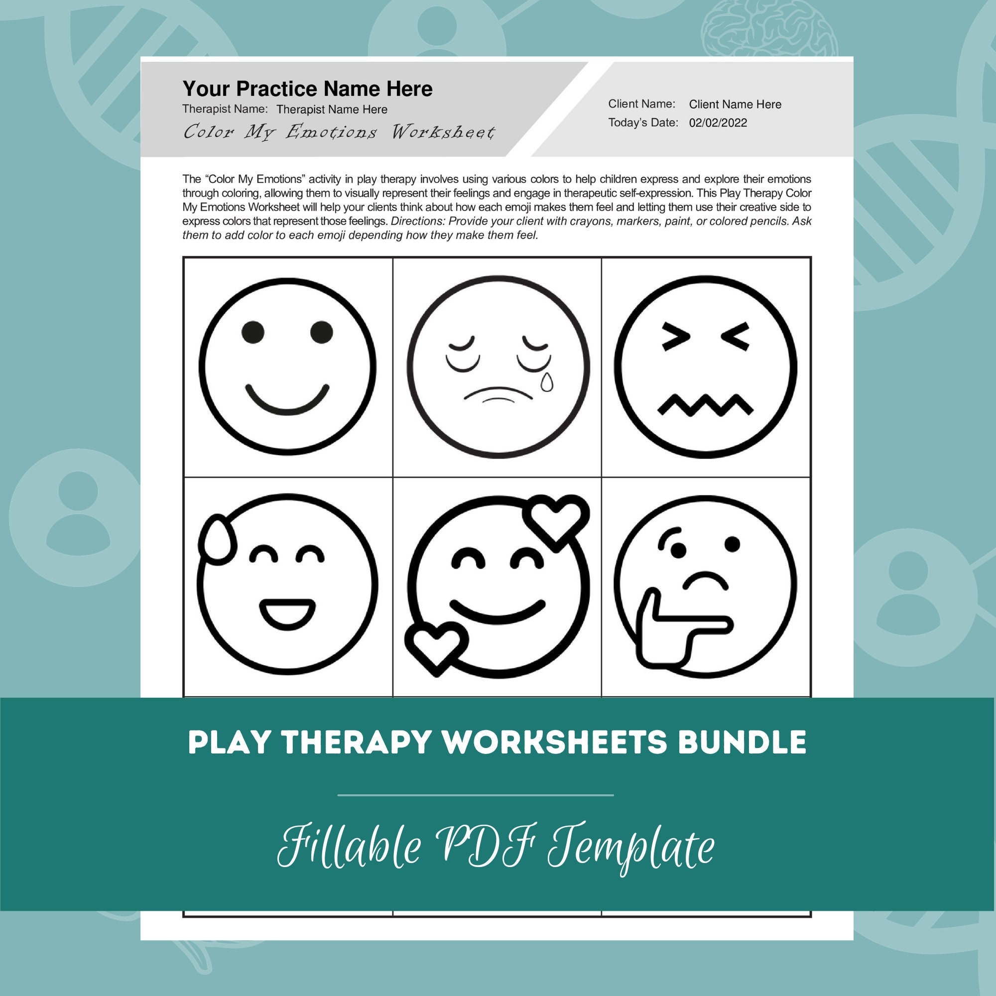 Play Therapy Worksheets Bundle | 18 Fillable / Printable PDF Templates ...