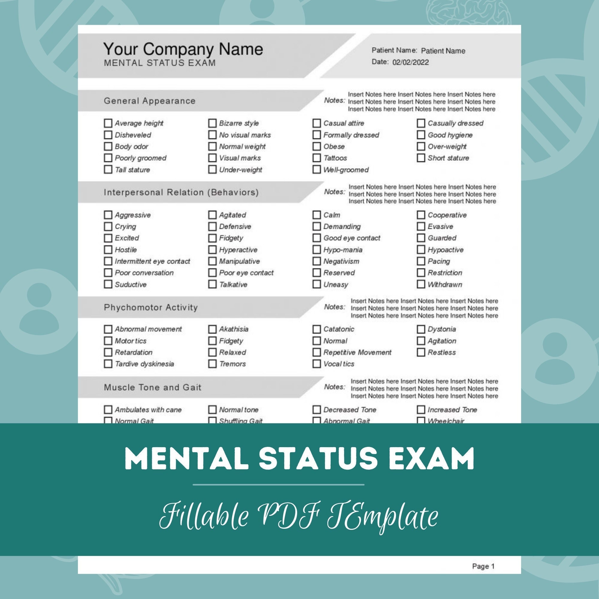 Mental Status Exam Template Pdf