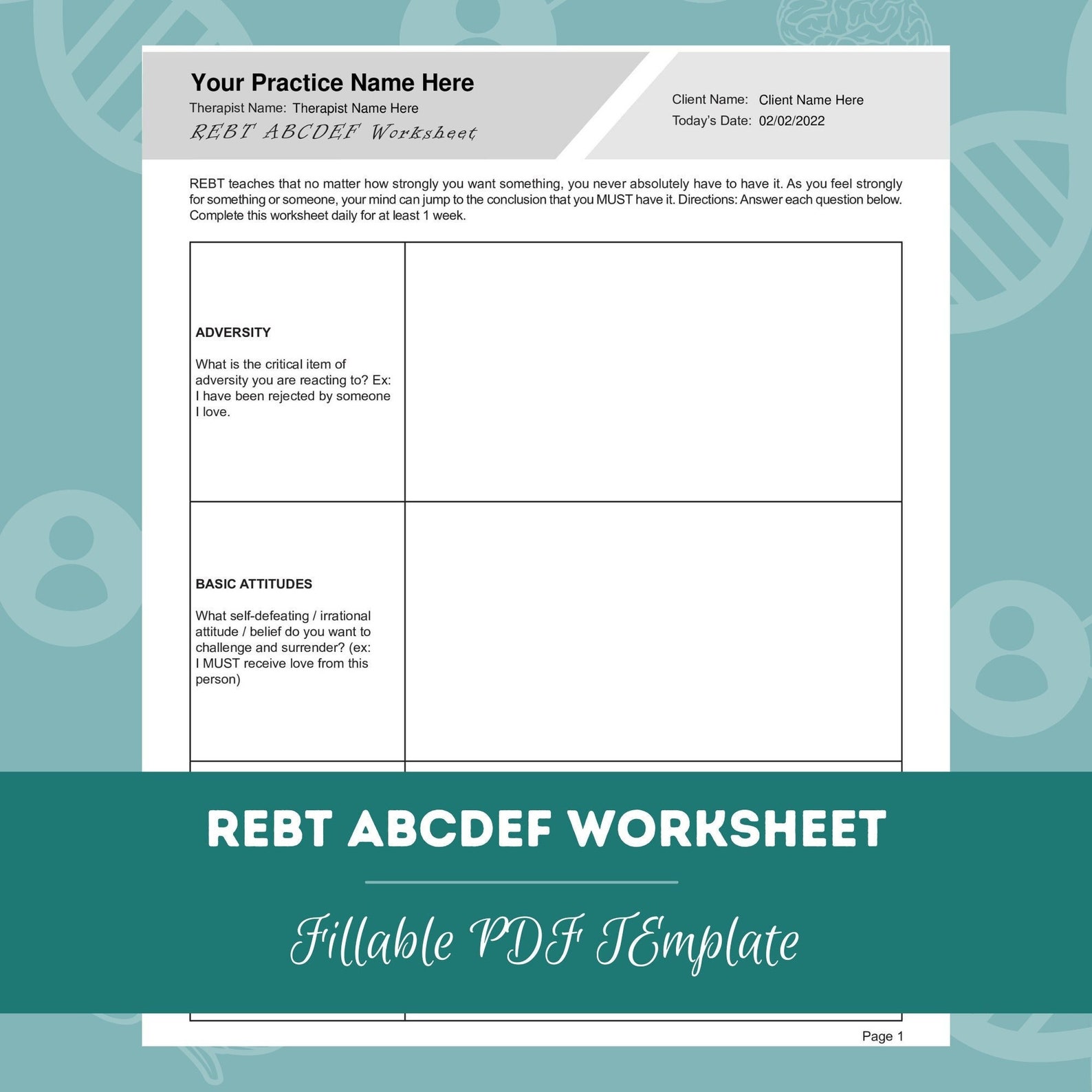 REBT Worksheets Bundle PDF Templates Editable / Fillable PDF - Etsy