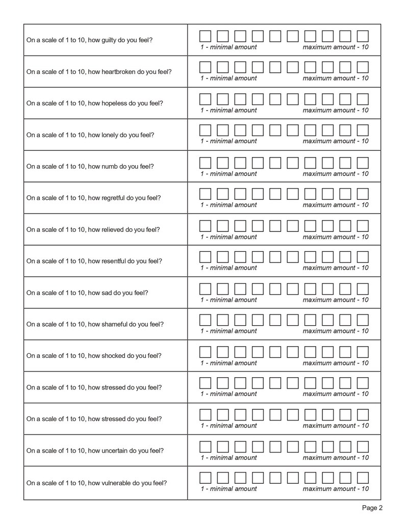 Sad Questionnaire.pdf Identifying Emotions in Divorce Worksheet | Editable / Printable ...