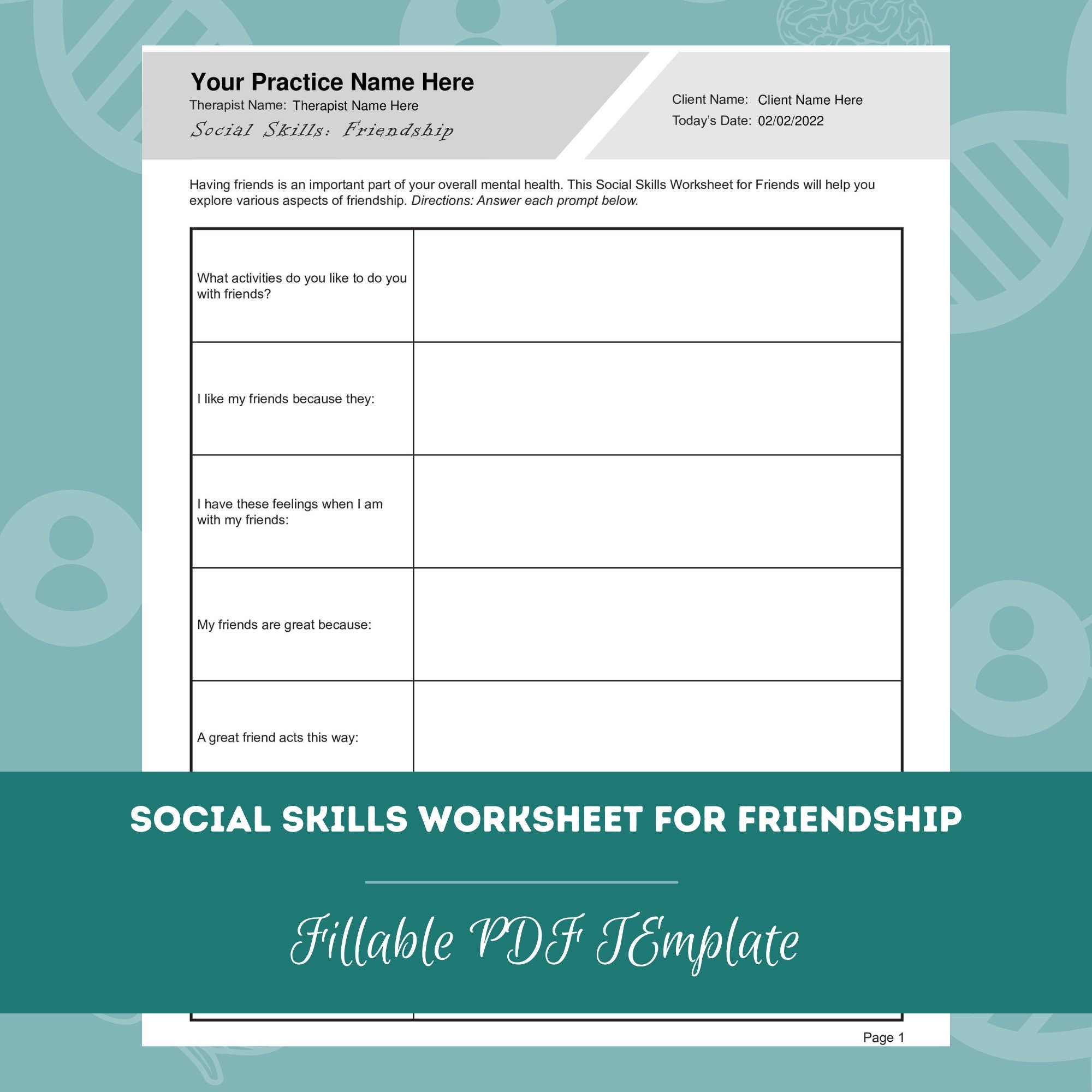 Social Skills Worksheets for Friendship | Editable / Fillable PDF ...