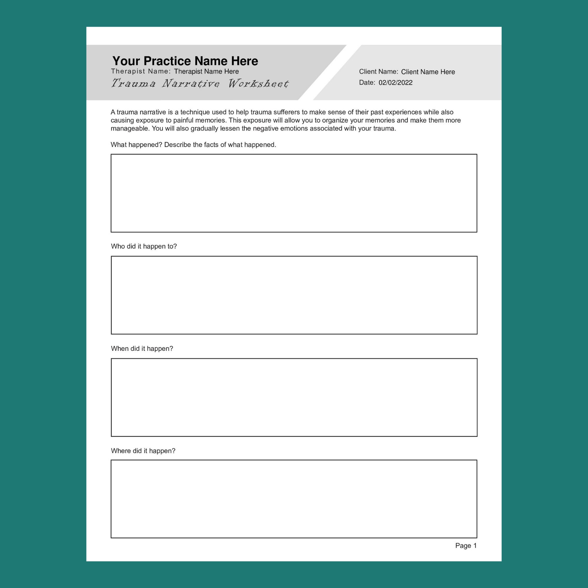Exposure Therapy Worksheets Bundle | Fillable / Printable PDF Templates ...