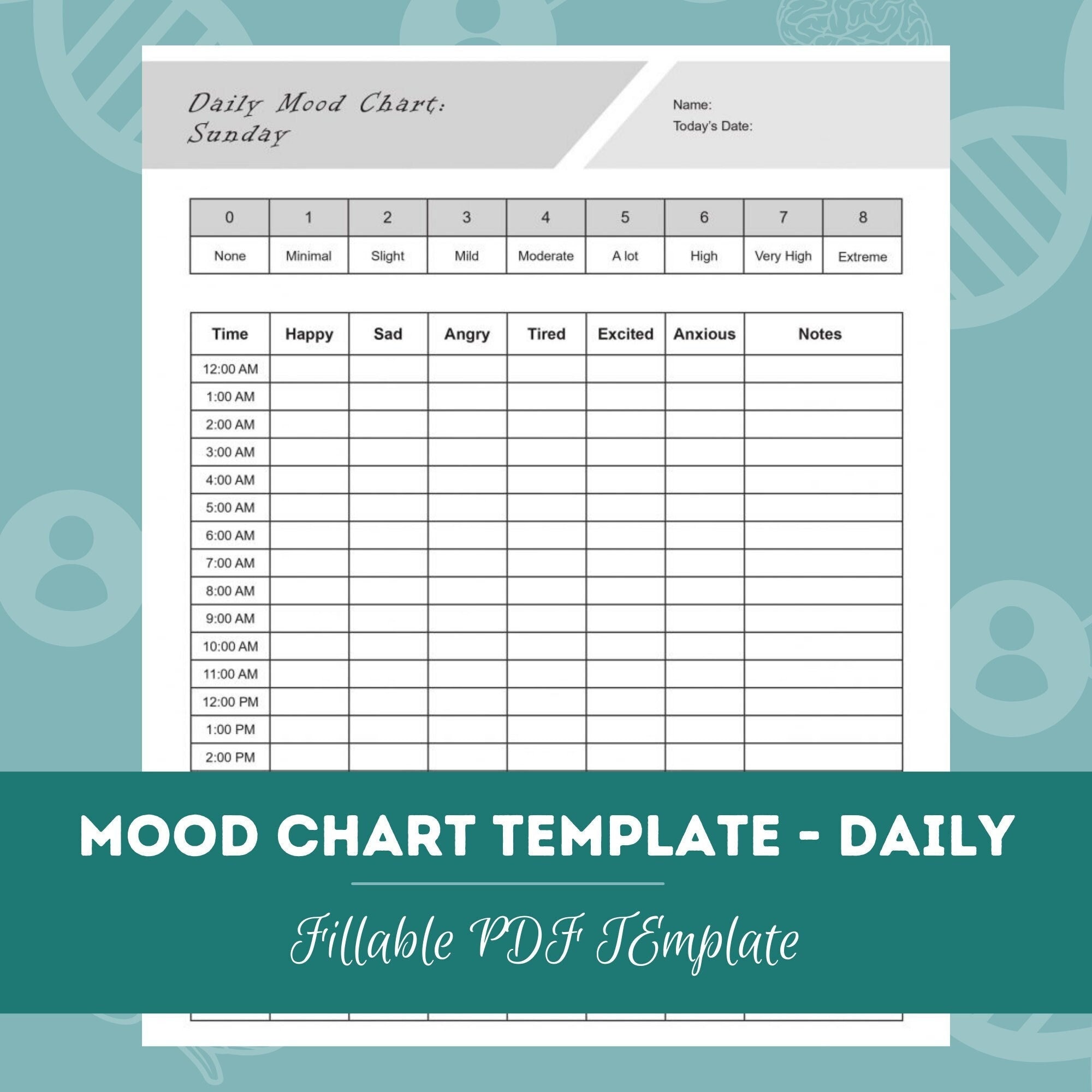 Mood Chart Tracker Template Daily Weekly Tracker Editable Mood Chart Tracker Template Daily Weekly Tracker Editable