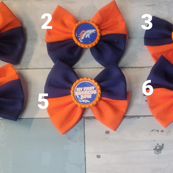 Orange and Blue football hair bows