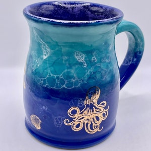 Bubbles and Gold Ocean Life Sea Cup - Octopus, Seahorse, Starfish, Water