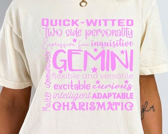 Gemini Zodiac Comfort Colors T-Shirt, Custom Astrology Gift for Her