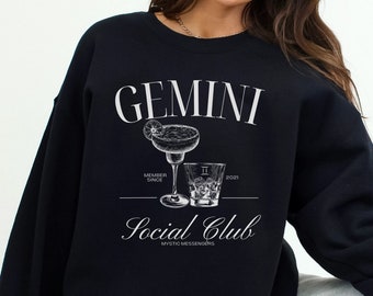 Gemini Preppy Coquette Clothing Sweatshirt women, Gemini Gift for Her Birthday Best Friend, Social Club Cocktail Shirt